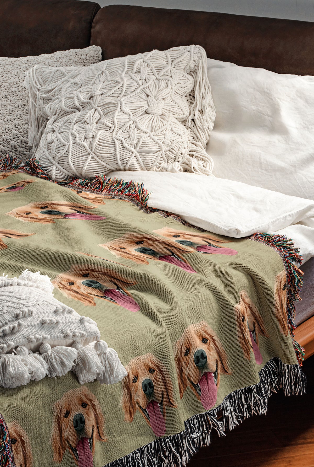 Woven 100% Cotton Custom Pet Portrait Blanket