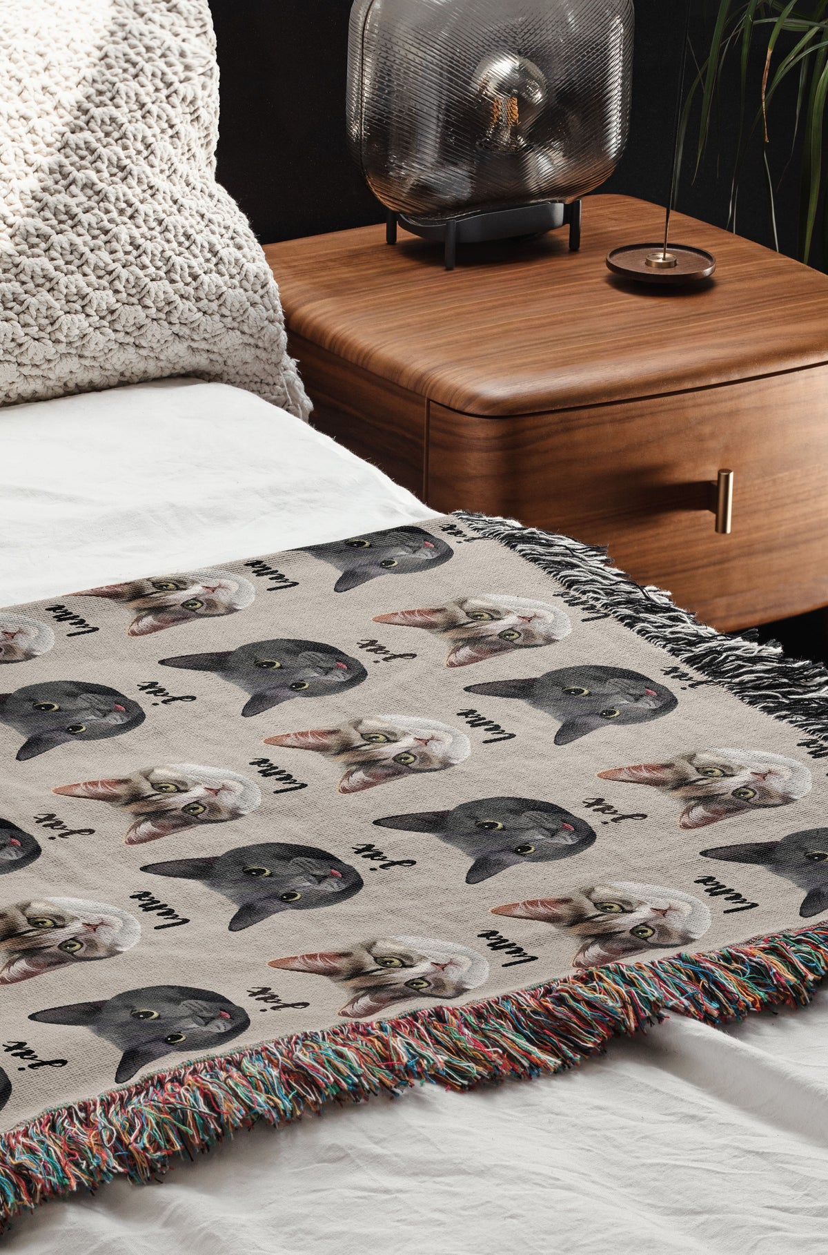 Woven 100% Cotton Custom Pet Portrait Blanket