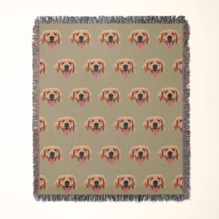 Woven 100% Cotton Custom Pet Portrait Blanket