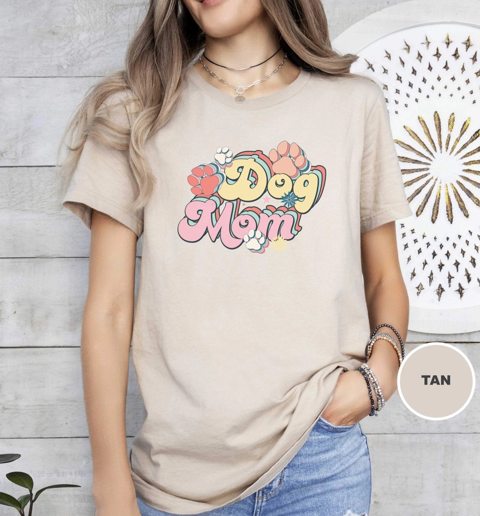 Dog Mom Retro Flower T - Shirt - PET SKETCH STUDIO