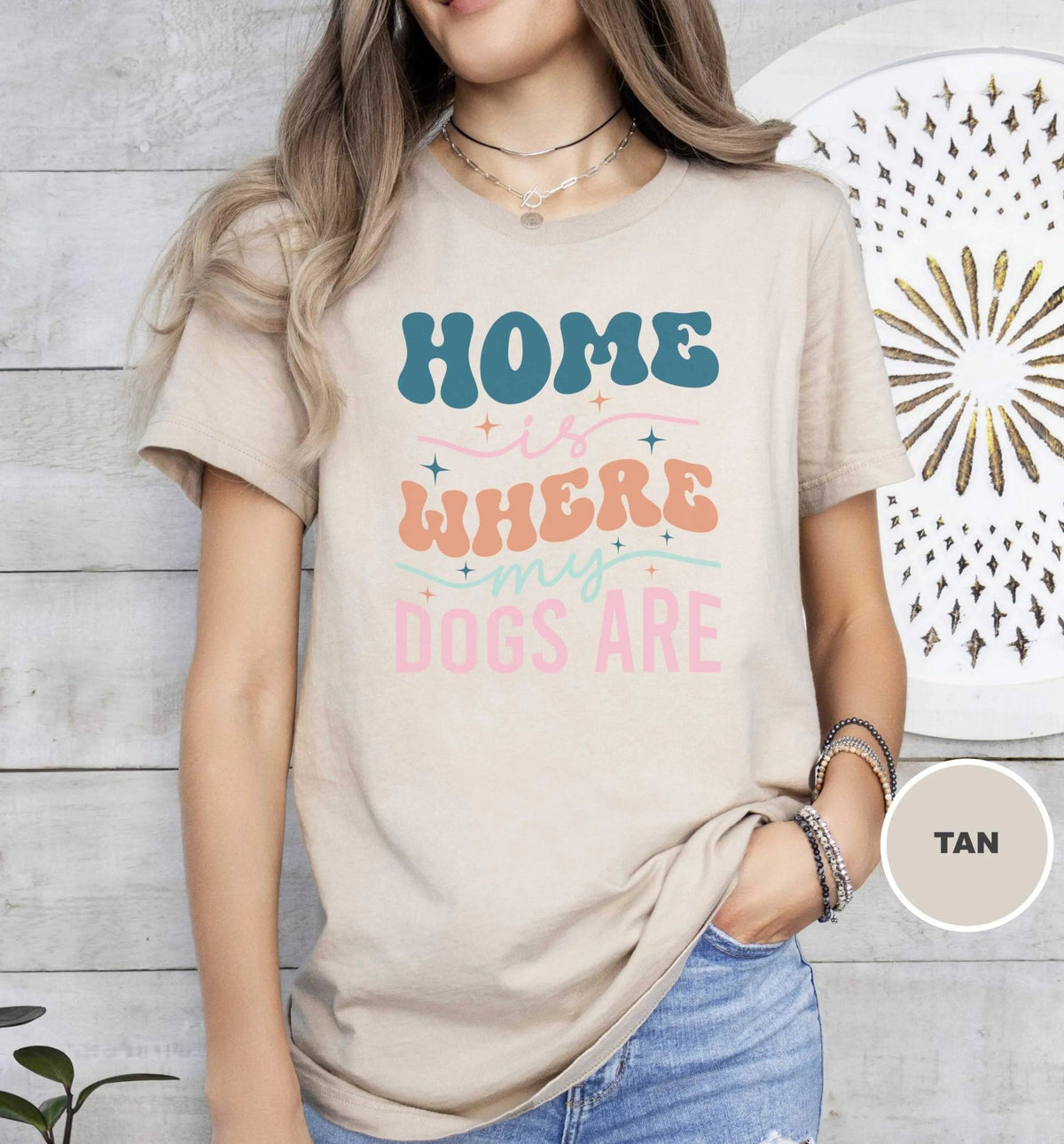 Home is Where my Dogs are Retro T - Shirt - PET SKETCH STUDIO