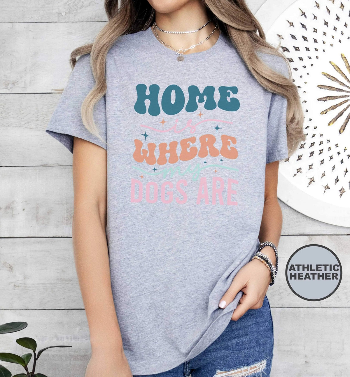 Home is Where my Dogs are Retro T - Shirt - PET SKETCH STUDIO