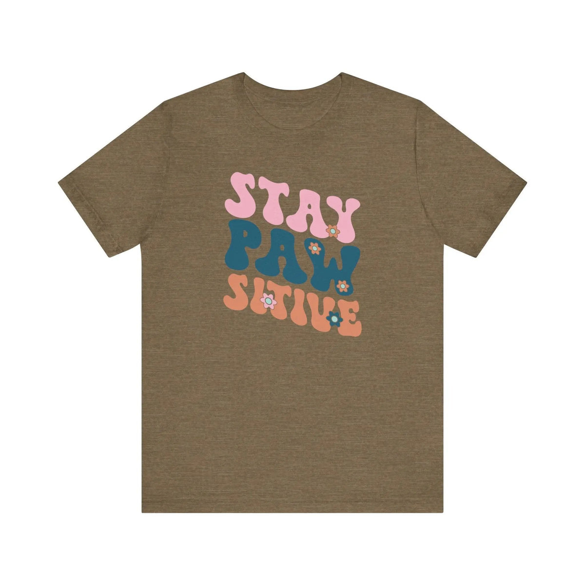 Stay Pawsitive Retro T - Shirt - PET SKETCH STUDIO