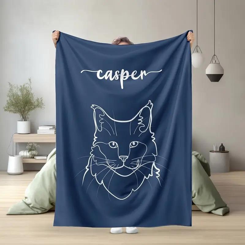 Pet-Themed Custom Blanket, artistically designed with a detailed portrait of a pet, combining comfort and personalized pet memorabilia.