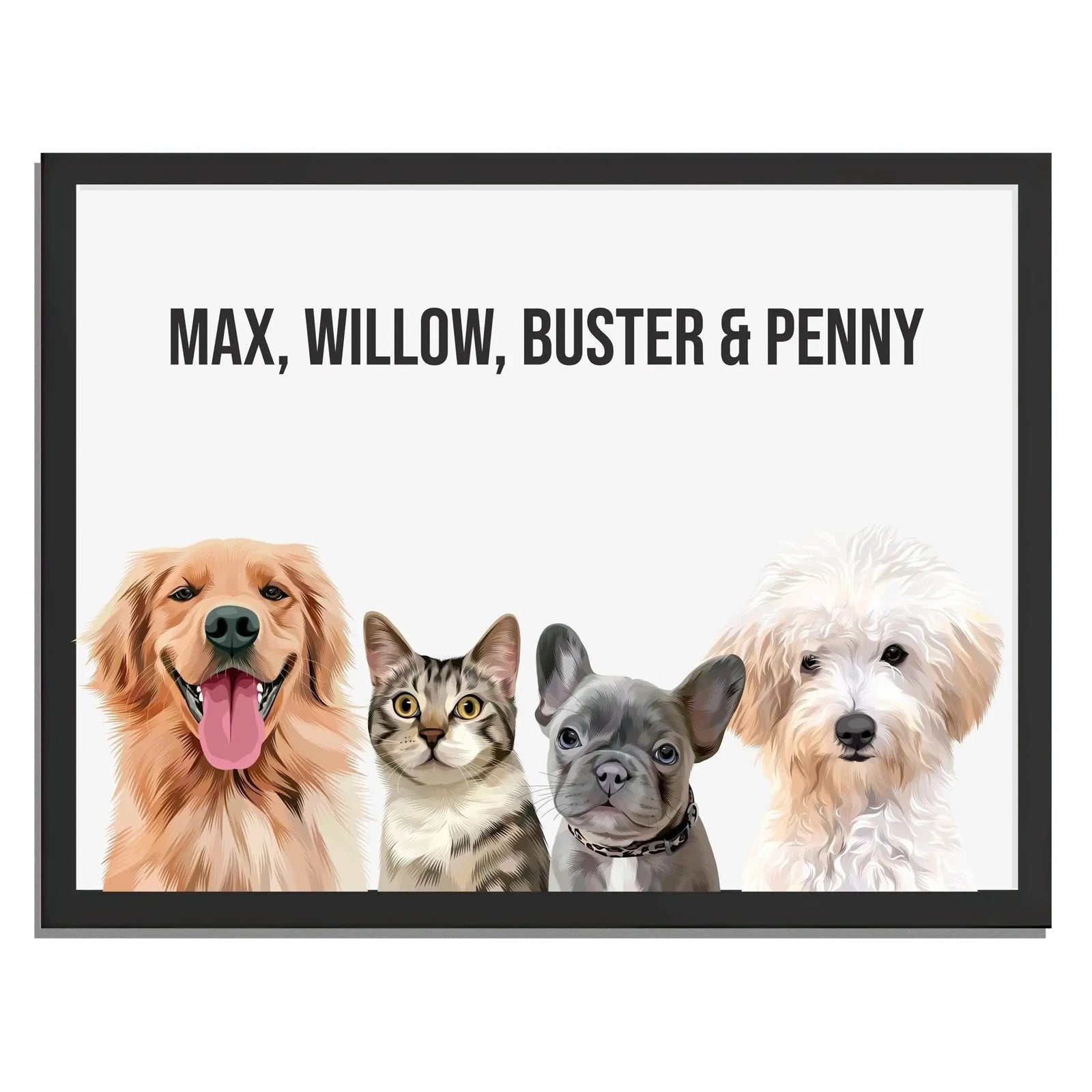 FOUR Pet Portrait (Framed) - PET SKETCH STUDIO