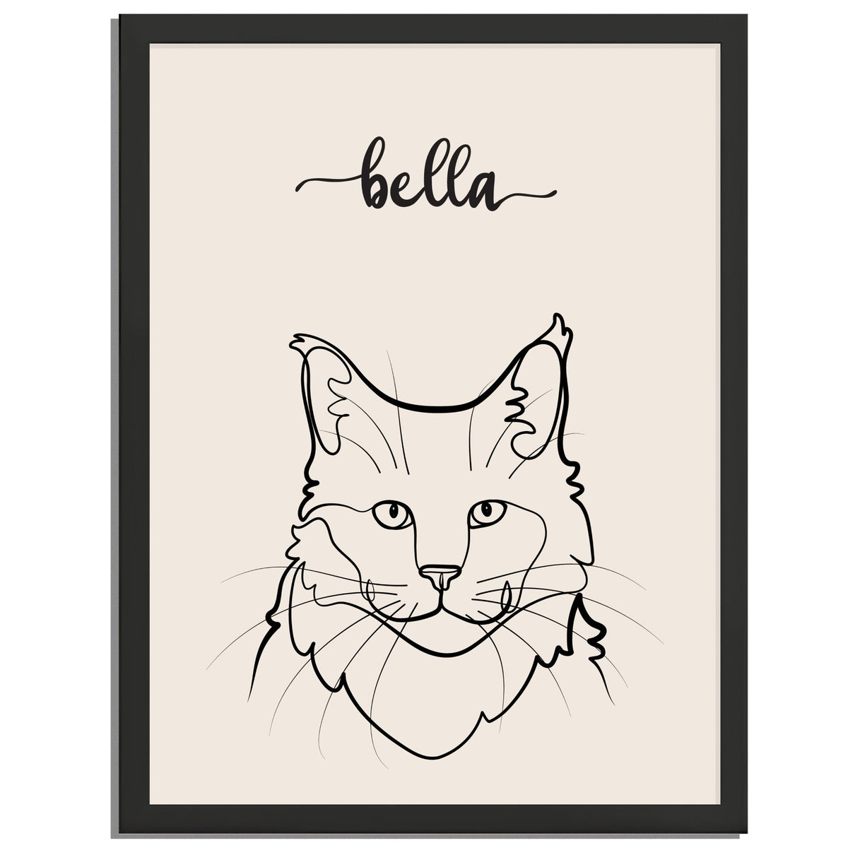 One Pet Custom Framed Pet Portrait, featuring a unique and artistic rendition of a cherished pet, elegantly presented in a stylish frame.