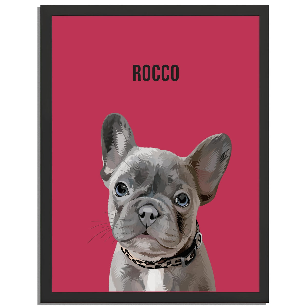 One Pet Custom Portrait in a Frame, intricately designed and personalized, featuring a high-quality print of a pet in a stylish and decorative frame, ideal for home decor.