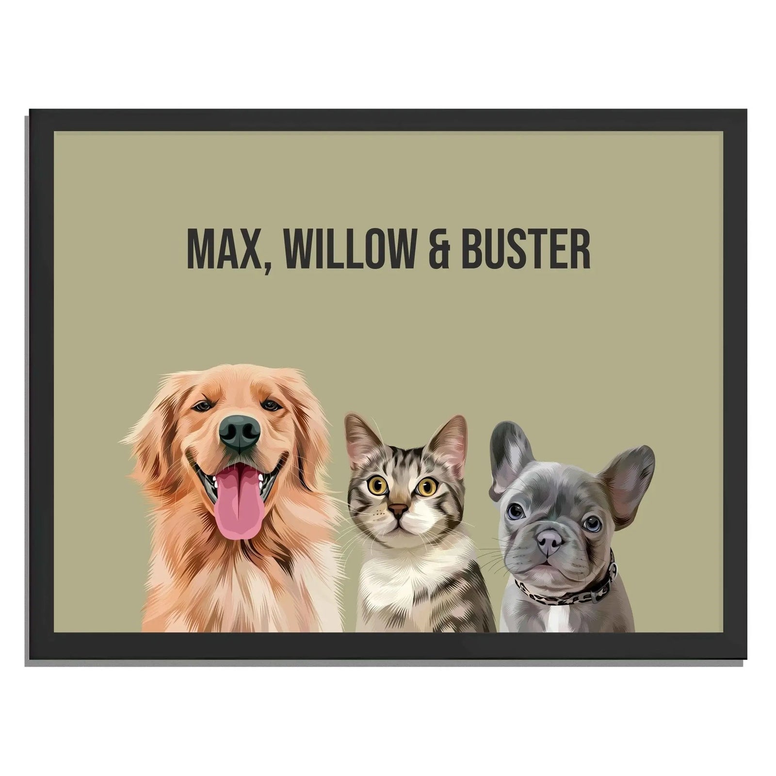 THREE Pet Portrait (Framed) - PET SKETCH STUDIO