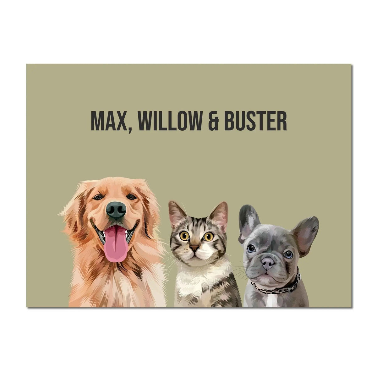 THREE Pet Portrait (Unframed) - PET SKETCH STUDIO