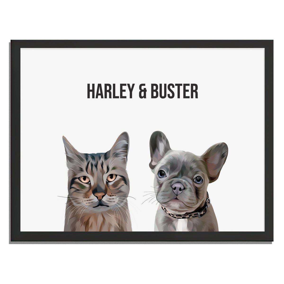 TWO Pet Portrait (Framed) - PET SKETCH STUDIO